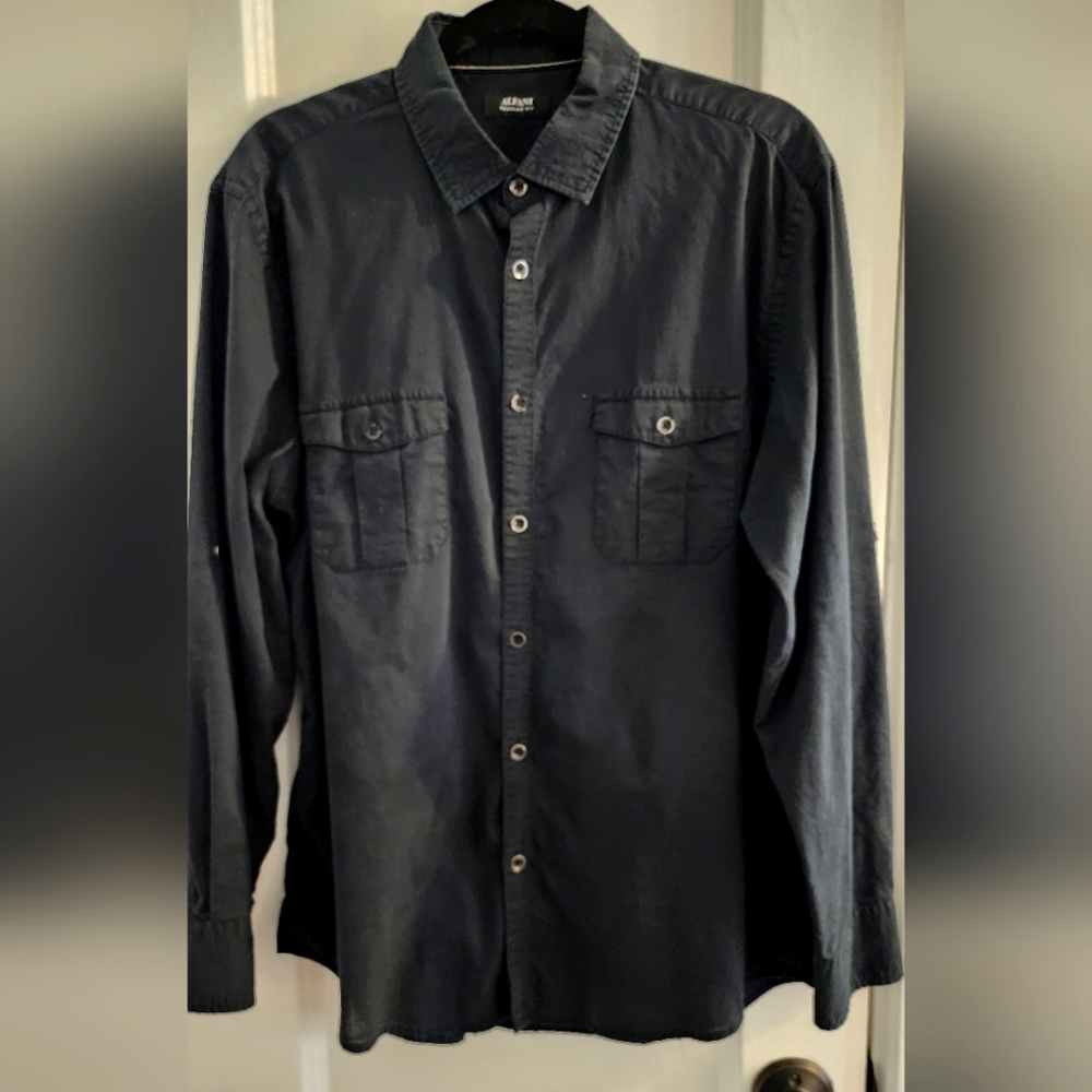 Alfani black long-sleeve button-down, large